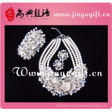 Elegante perla collar pulsera y pendientes conjunto de joyas de moda Jewerly